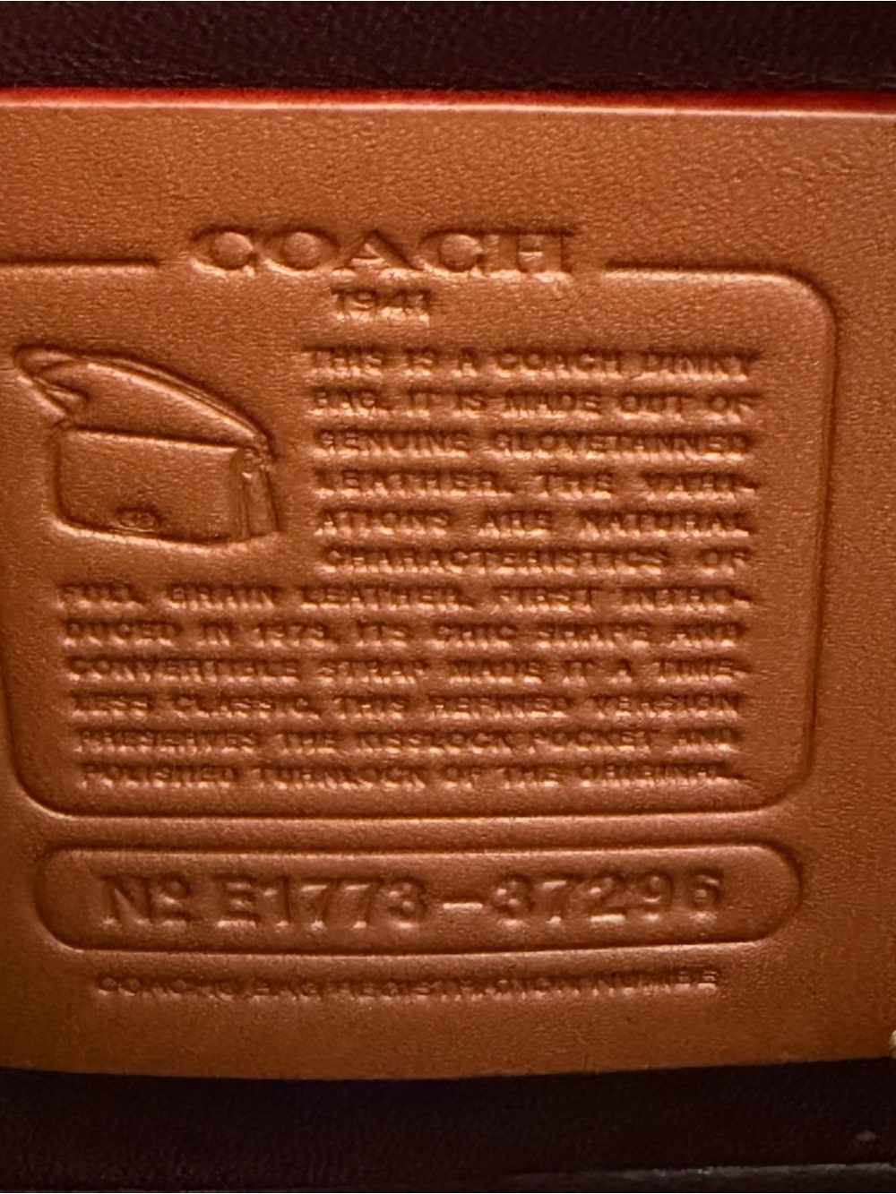 Coach Dinky 37296 Coral Glovetanned Leather Crossbody - Picture 8 of 10